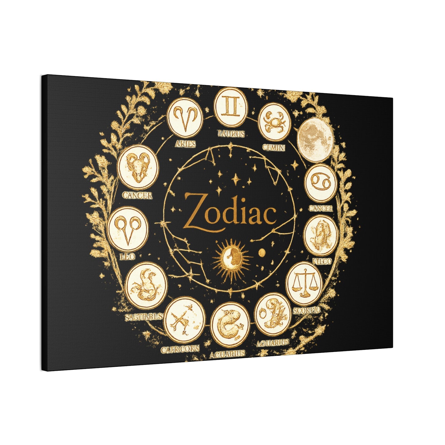 Golden Zodiac Astrology Canvas | Eco-Limited