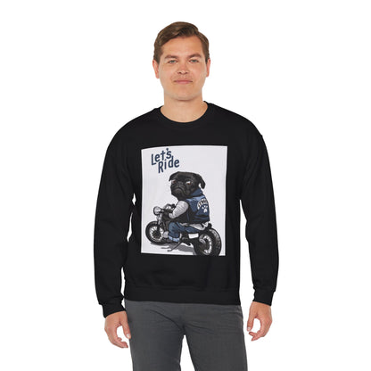 Let’s Ride Biker Pug Graphic Sweatshirt | Eco-Limited