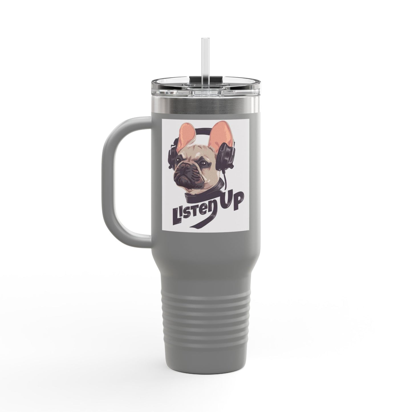 'Listen Up' French Bulldog Headphones Tumbler