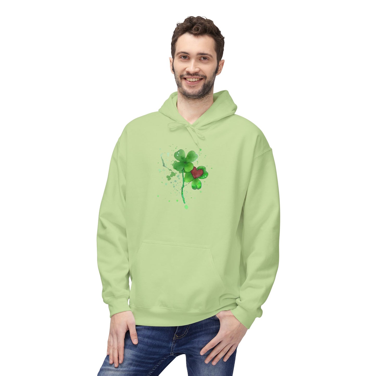 Lucky Heart Clover Watercolor Hoodie | Eco-Limited