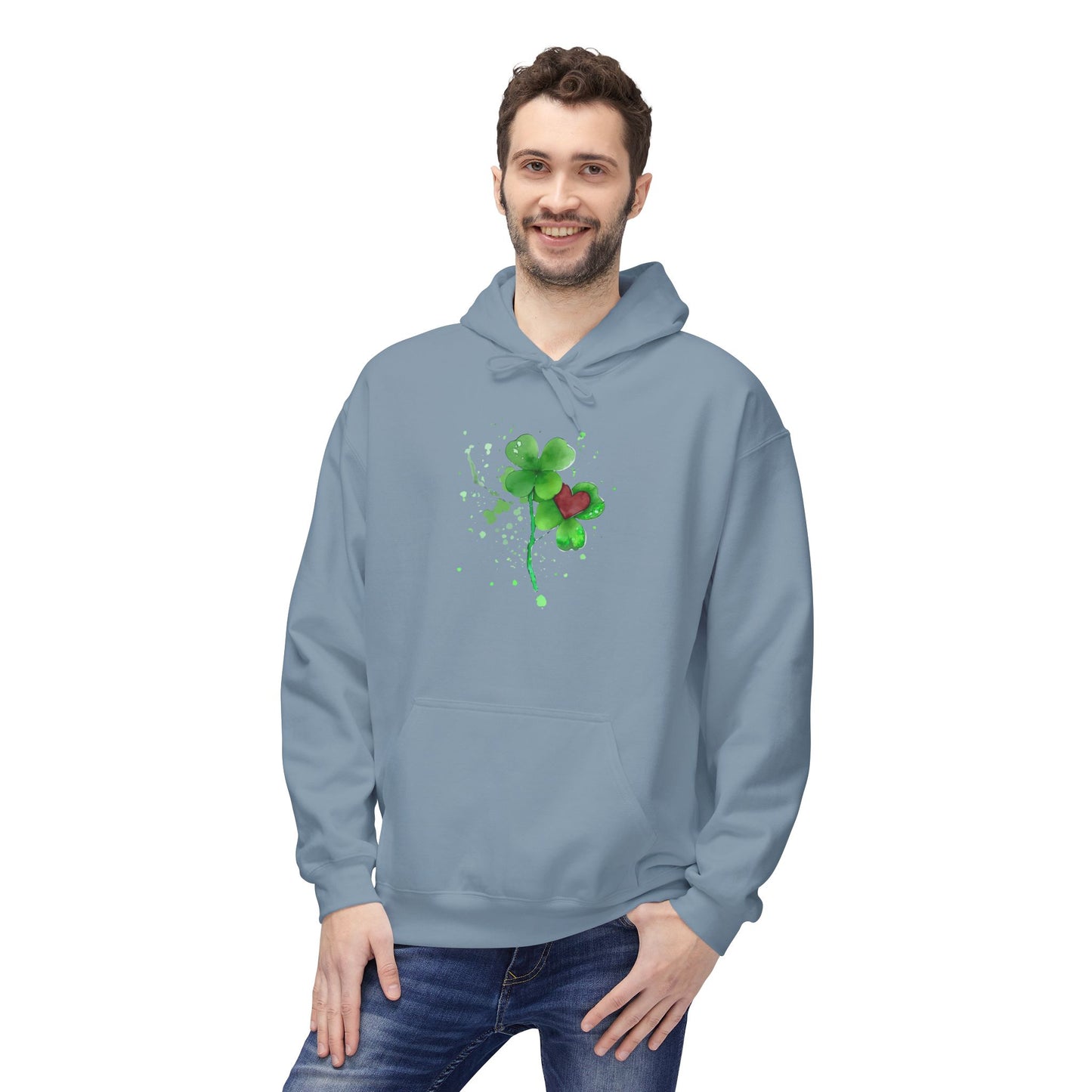 Lucky Heart Clover Watercolor Hoodie | Eco-Limited