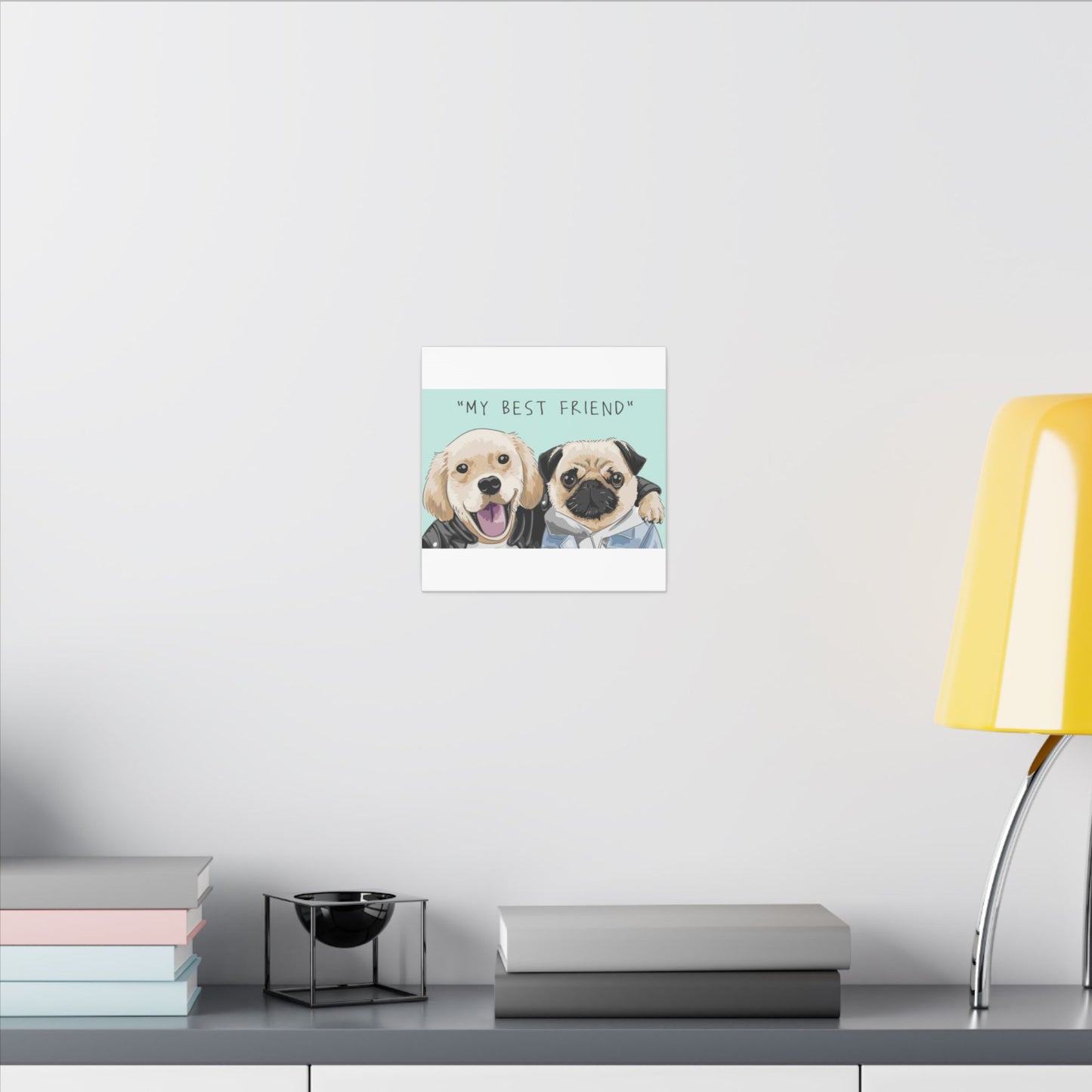 Cute Pug & Puppy Matte Stretched Print