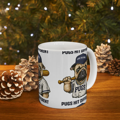 Pugs Hit Different Baseball Ceramic Mug | Eco Limited