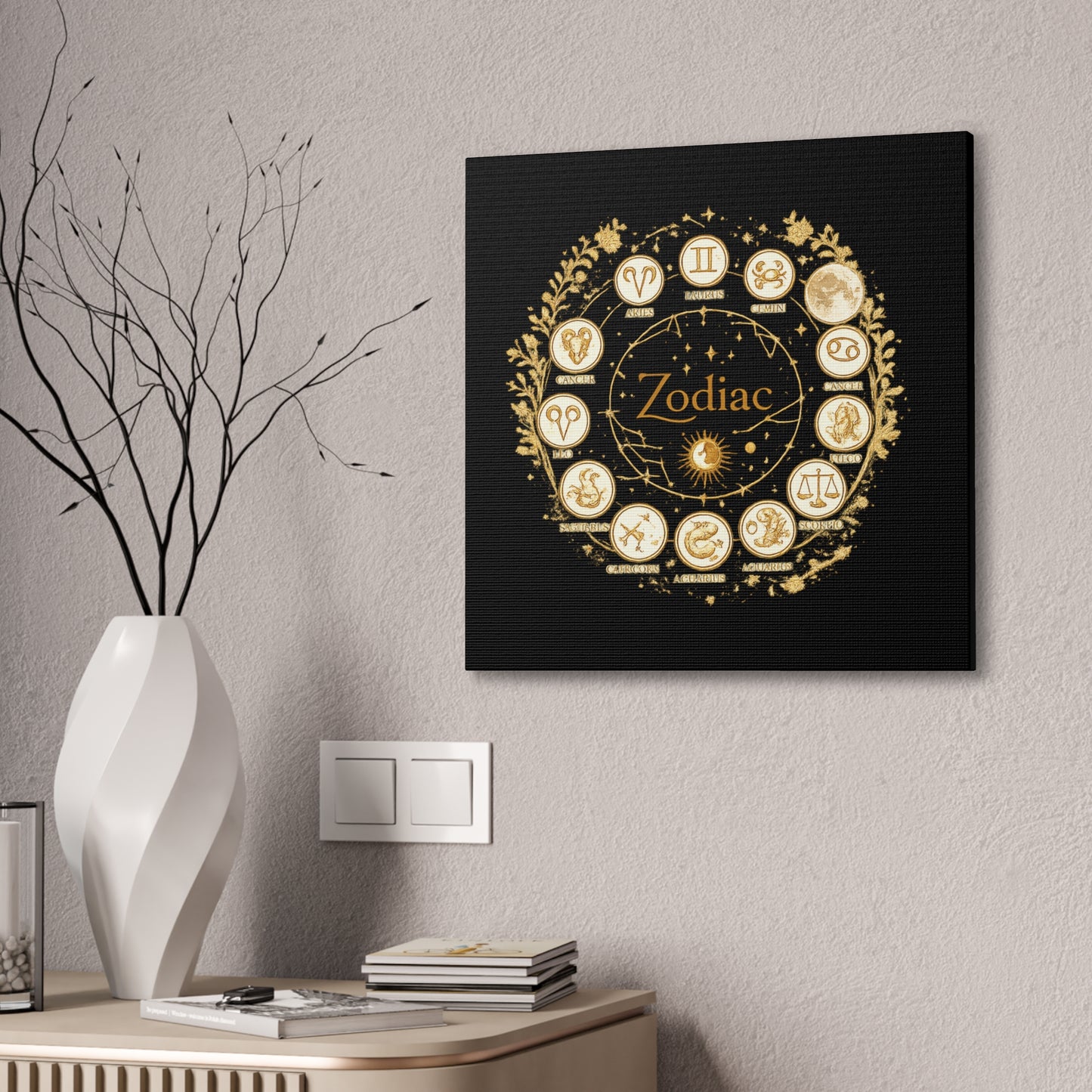 Golden Zodiac Astrology Canvas | Eco-Limited