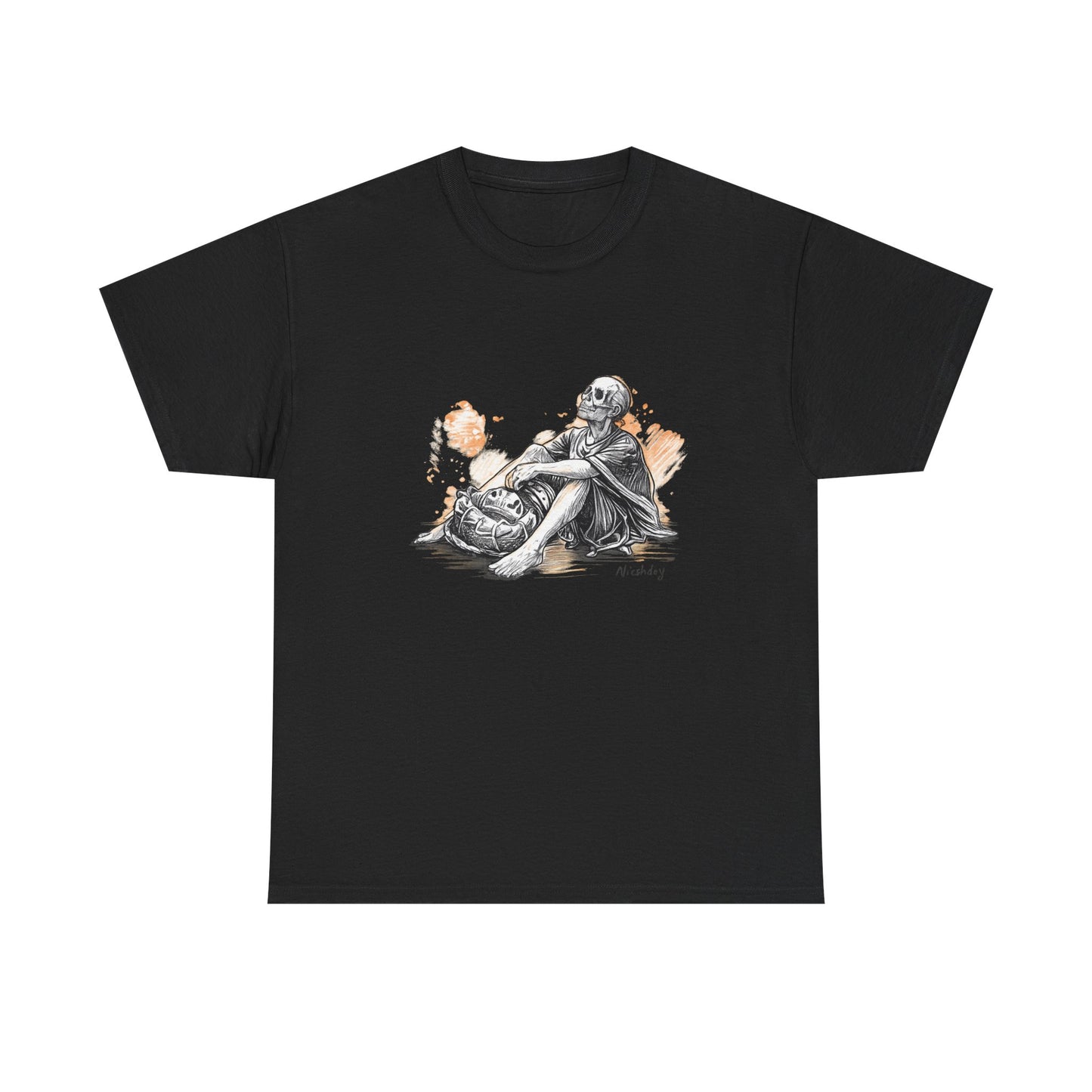Skeleton Contemplation Sketch T-Shirt | Eco-Limited
