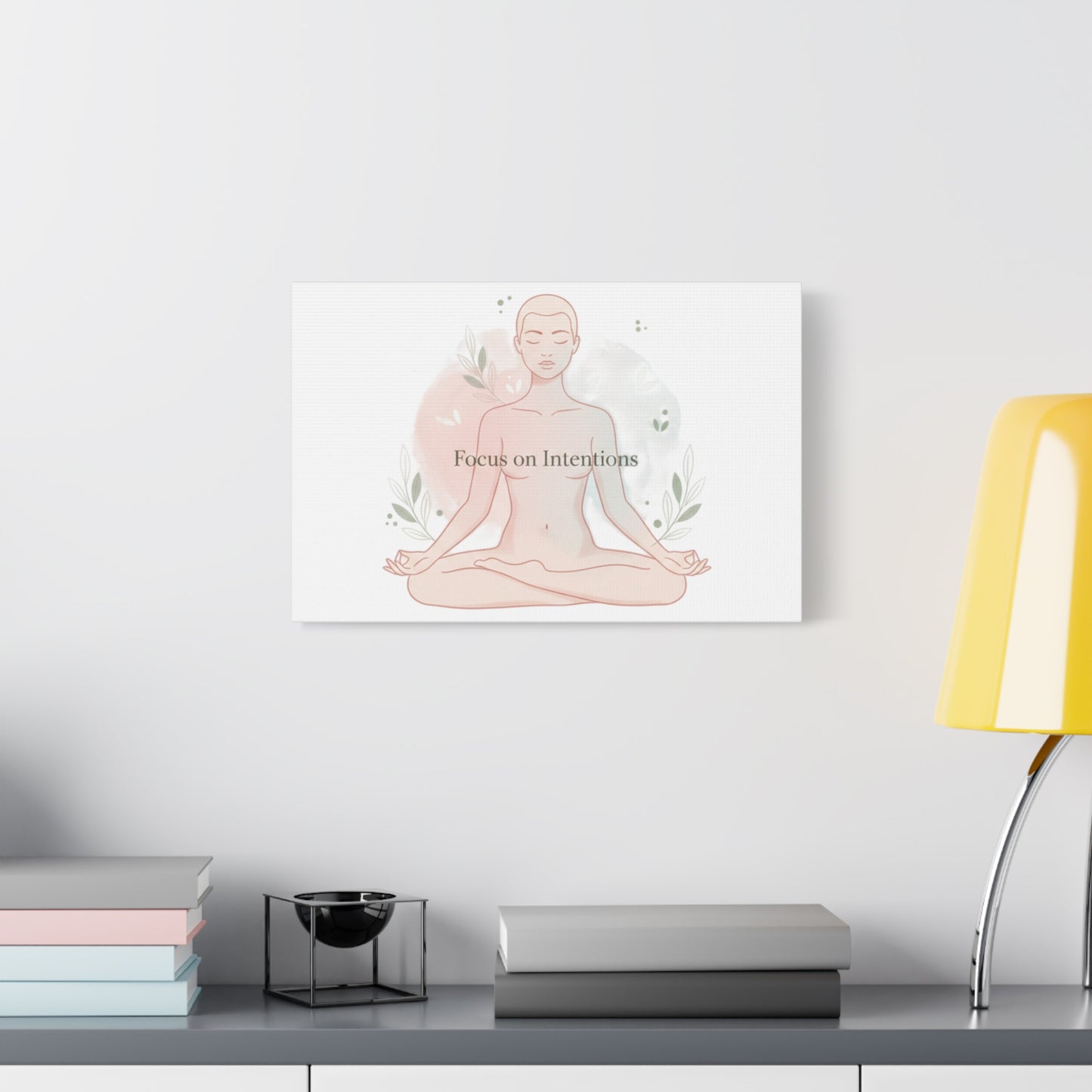 Focus on Intentions Canvas | Gentle Wellness Wall Art, Pastel Gradient Meditation Print