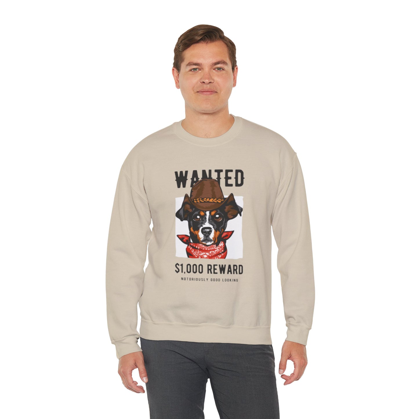 Wanted Cowboy Dog Art Sweatshirt | Eco-Limited