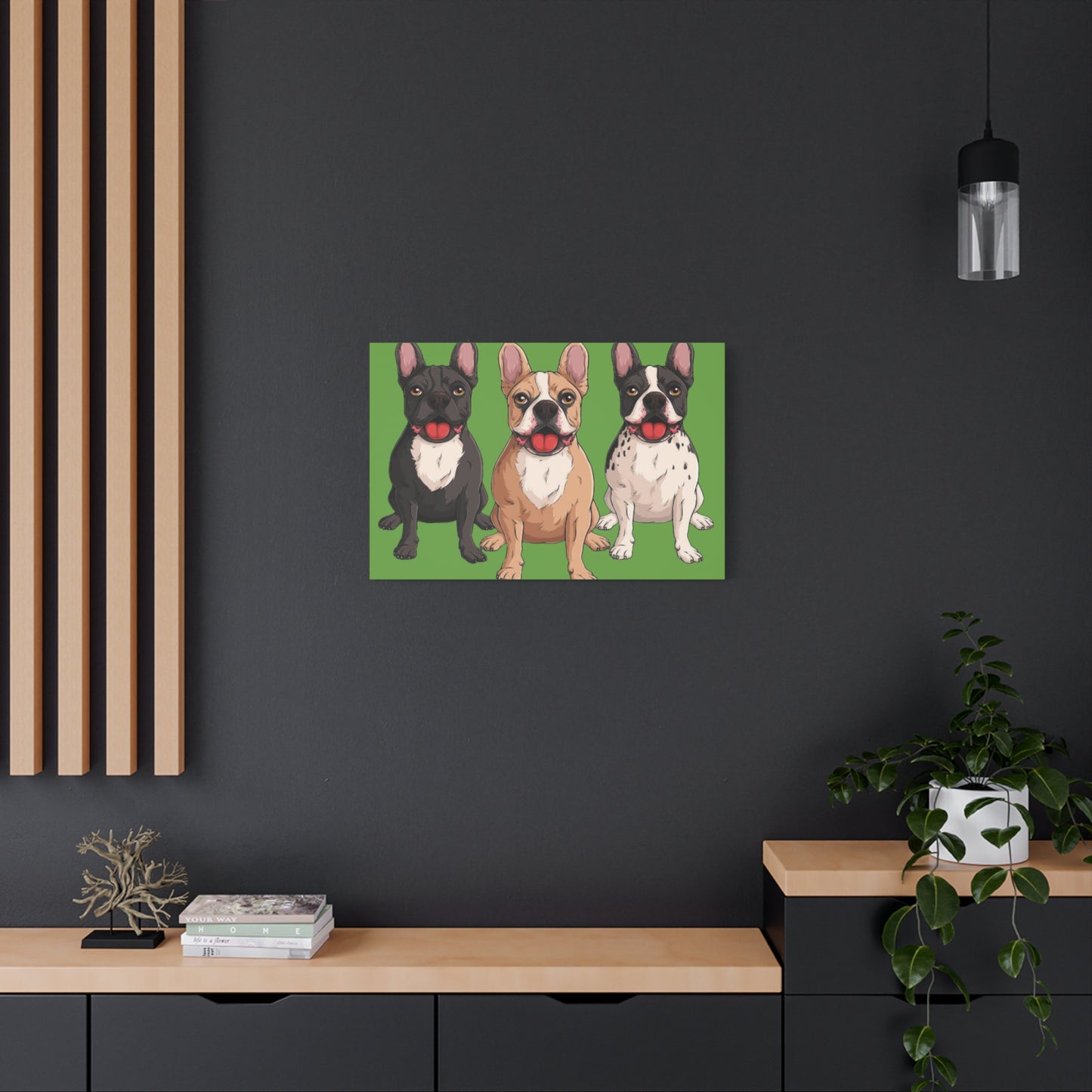 French Bulldog Trio Canvas Wall Art|Eco-Friendly - Limited