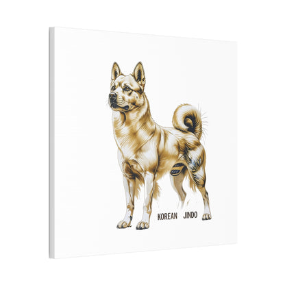 Korean Jindo Dog Illustration Canvas Wall Art | Eco - Limited
