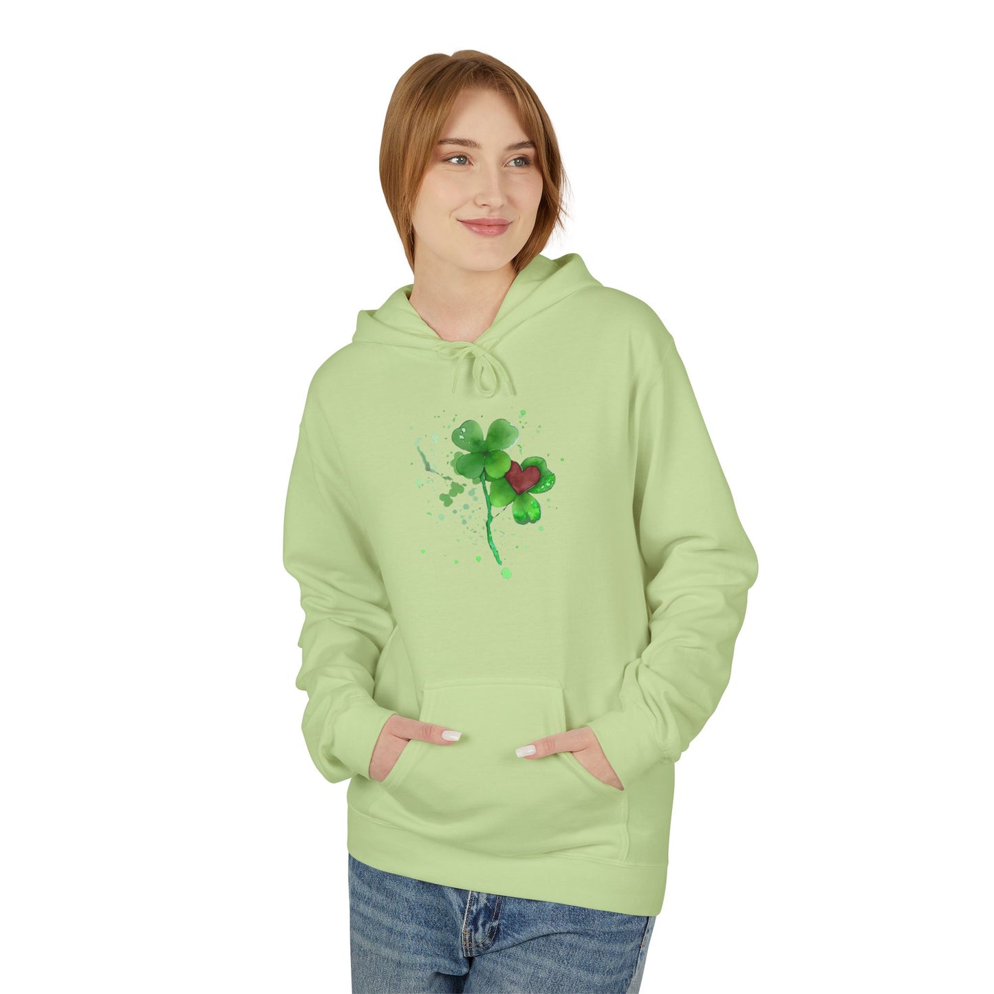 Lucky Heart Clover Watercolor Hoodie | Eco-Limited