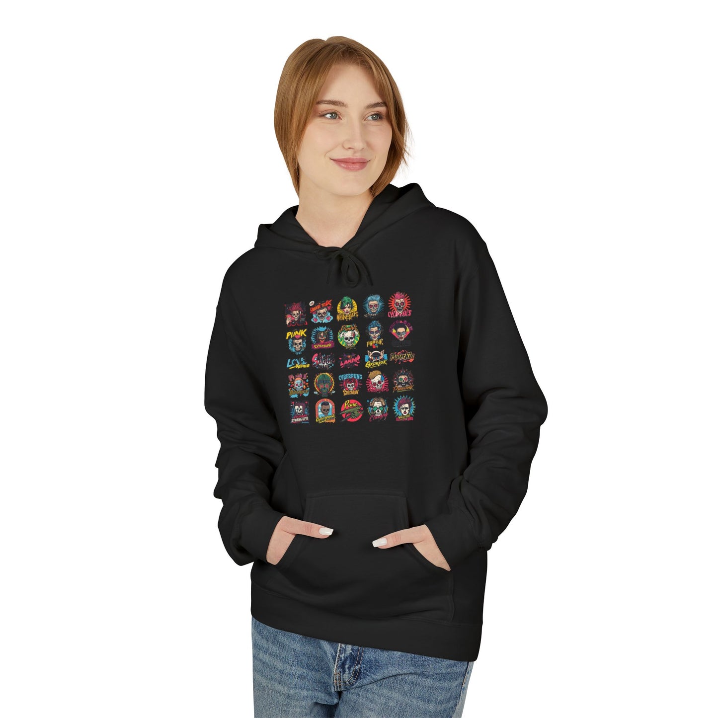 Retro Pop Culture Character Grid Hoodie|Eco-Friendly - Limited