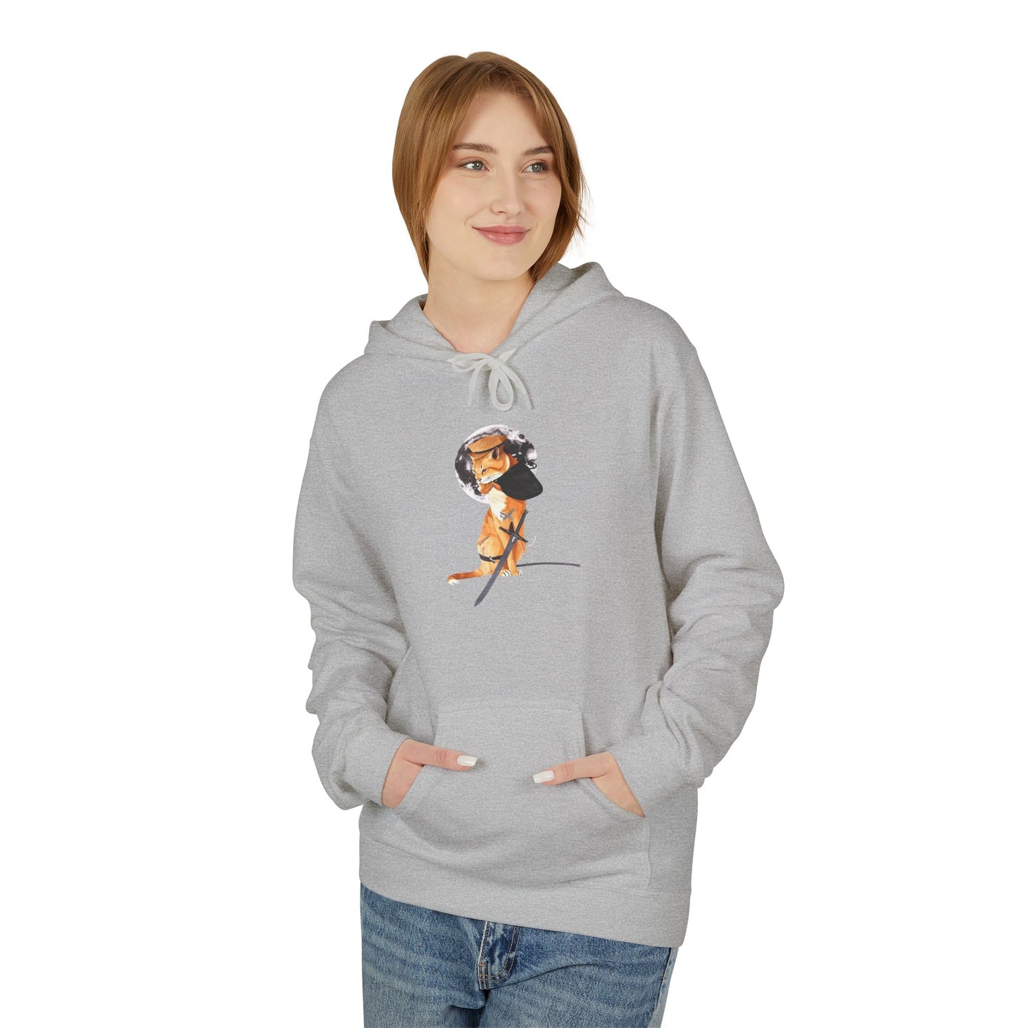 Moonlit Samurai Cat Art Hoodie