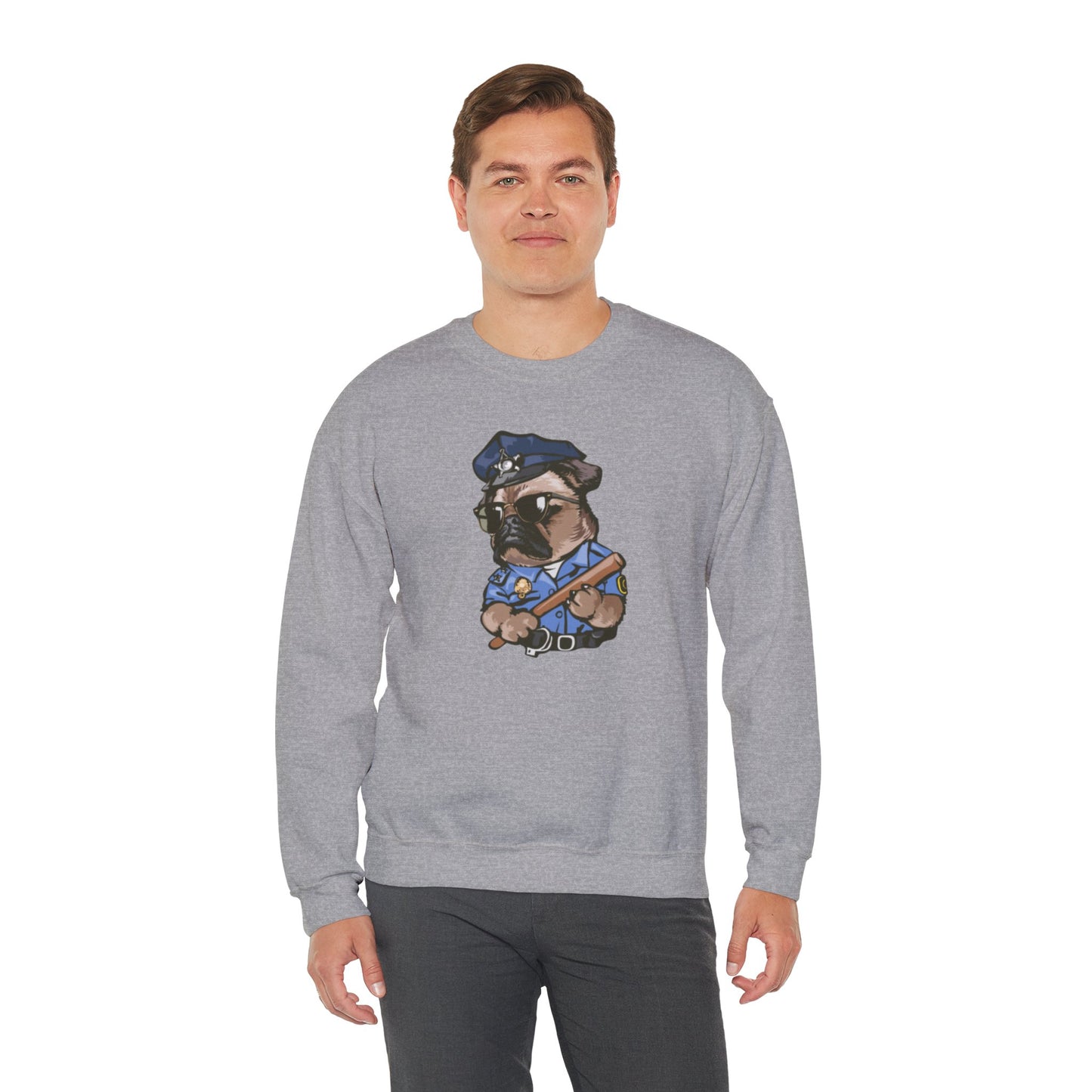 Police Pug Graphic Crewneck Sweatshirt|Eco-Friendly - Limited
