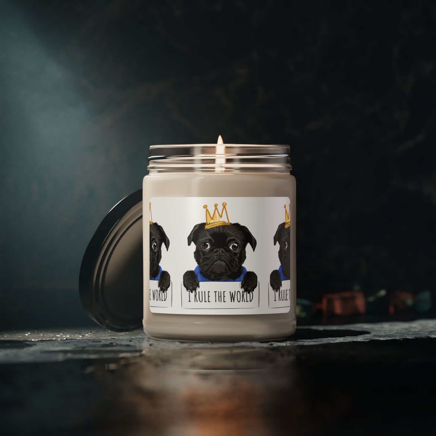 "I Rule The World" Pug Crown Soy Organic Candle