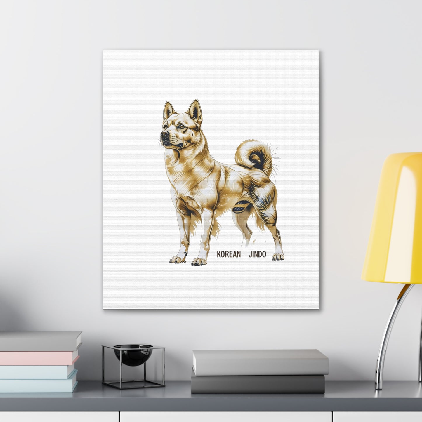 Korean Jindo Dog Illustration Canvas Wall Art | Eco - Limited