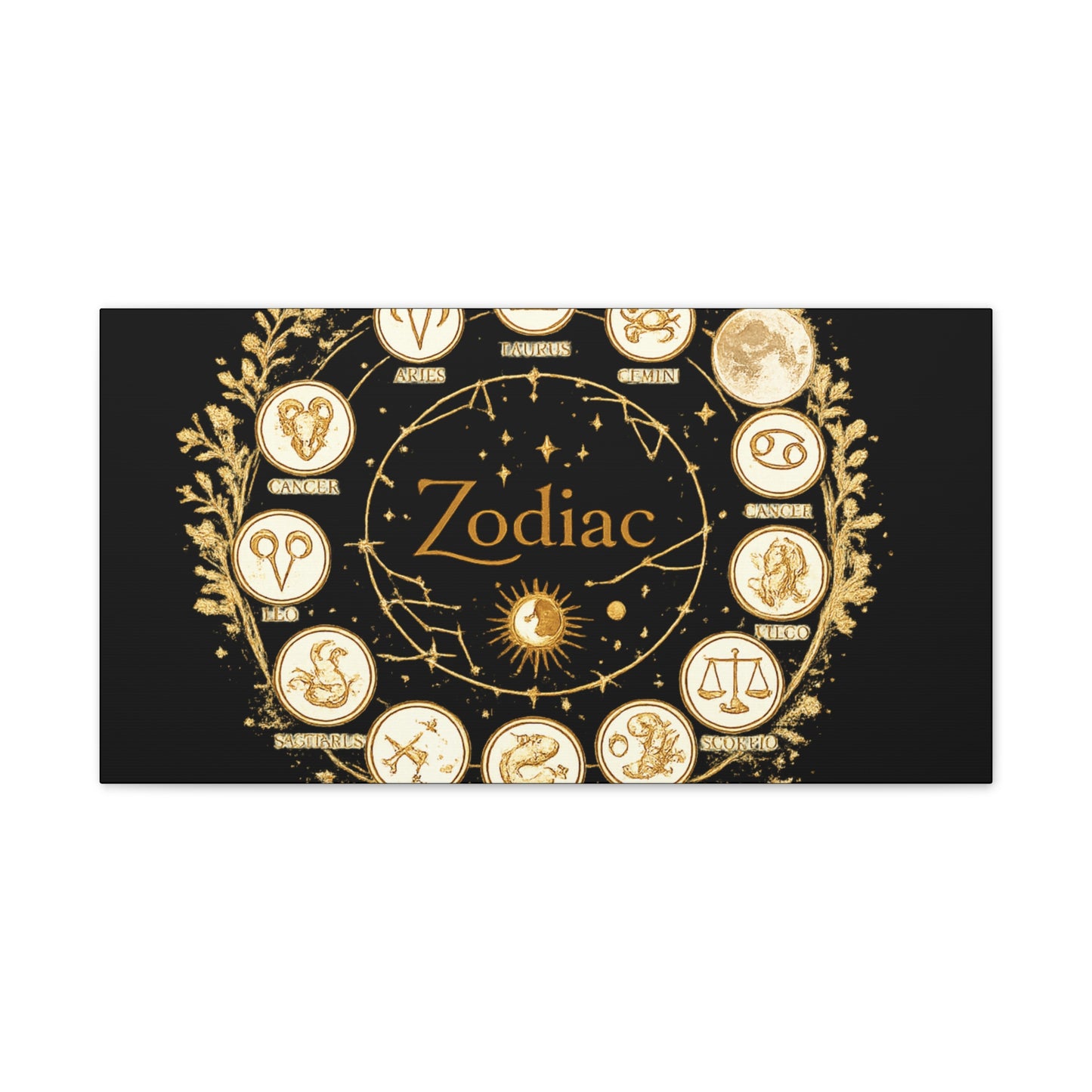 Golden Zodiac Astrology Canvas | Eco-Limited