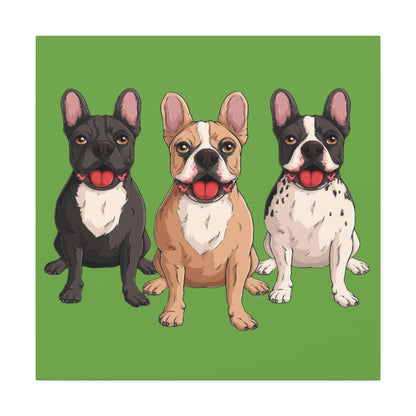 French Bulldog Trio Canvas Wall Art|Eco-Friendly - Limited