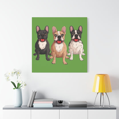 French Bulldog Trio Canvas Wall Art|Eco-Friendly - Limited