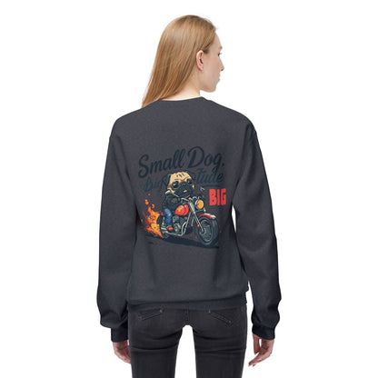 Small Dog Big Attitude Biker Pug Sweatshirt | Eco-Limited