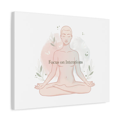 Focus on Intentions Canvas | Gentle Wellness Wall Art, Pastel Gradient Meditation Print