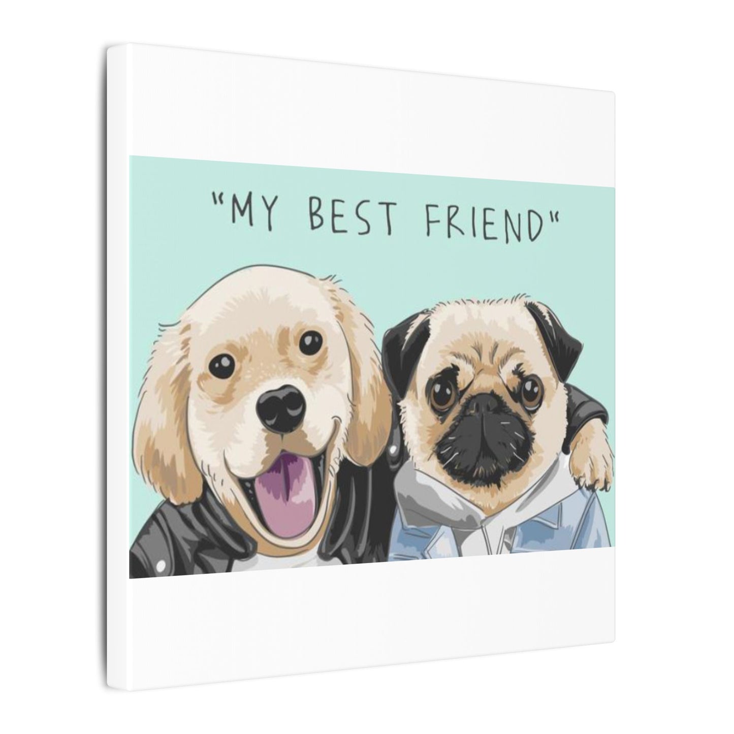 Cute Pug & Puppy Matte Stretched Print