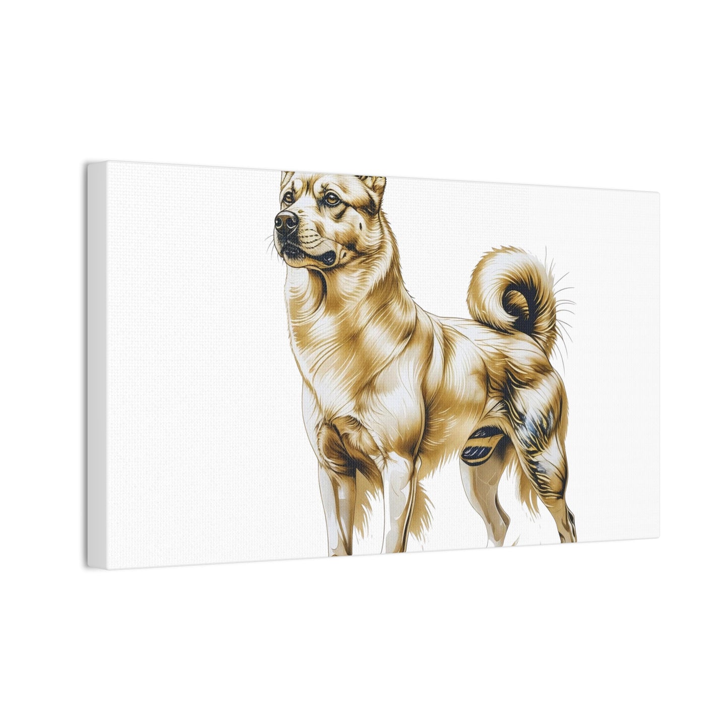 Korean Jindo Dog Illustration Canvas Wall Art | Eco - Limited