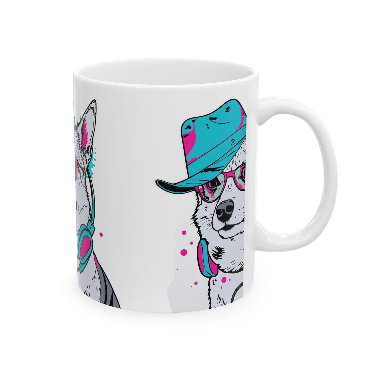Retro Neon Dog Cool Husky Mug(11oz/15oz)
