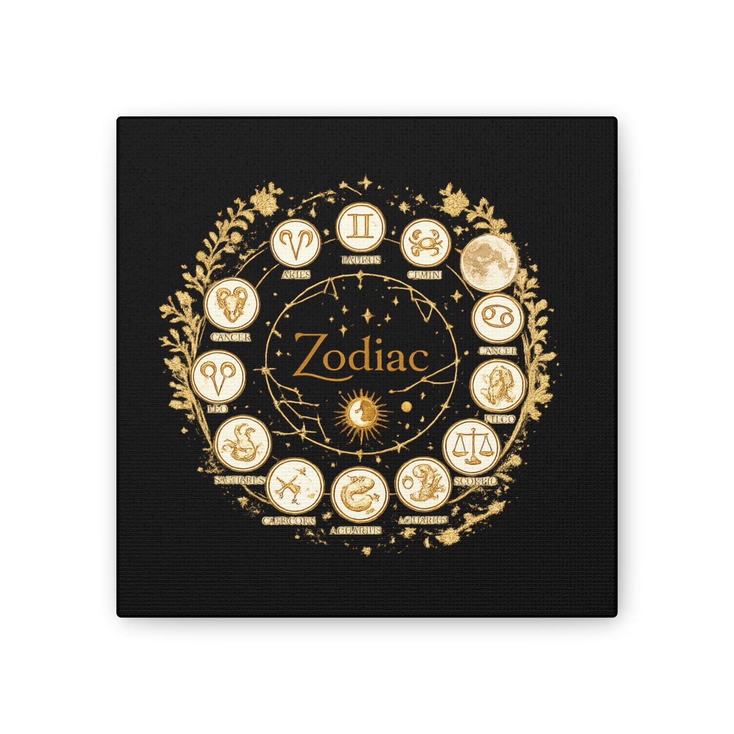 Golden Zodiac Astrology Canvas | Eco-Limited