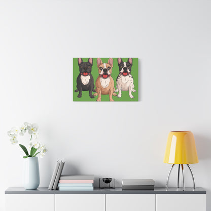 French Bulldog Trio Canvas Wall Art|Eco-Friendly - Limited
