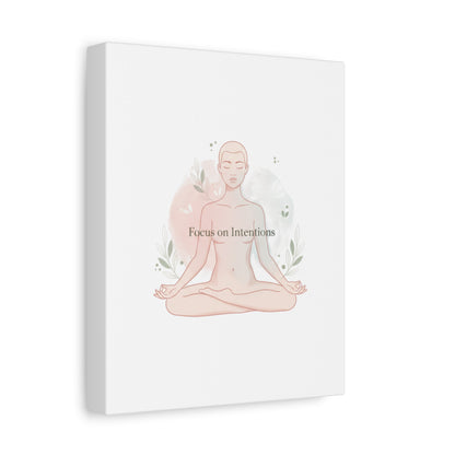 Focus on Intentions Canvas | Gentle Wellness Wall Art, Pastel Gradient Meditation Print