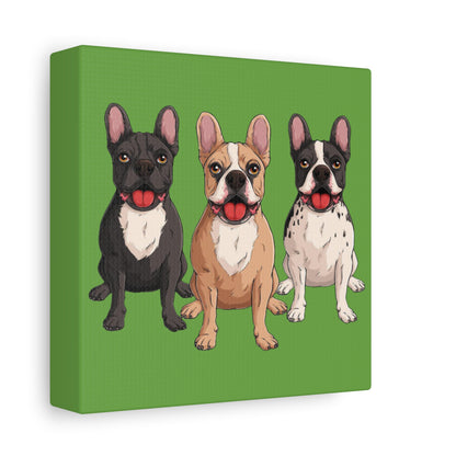 French Bulldog Trio Canvas Wall Art|Eco-Friendly - Limited