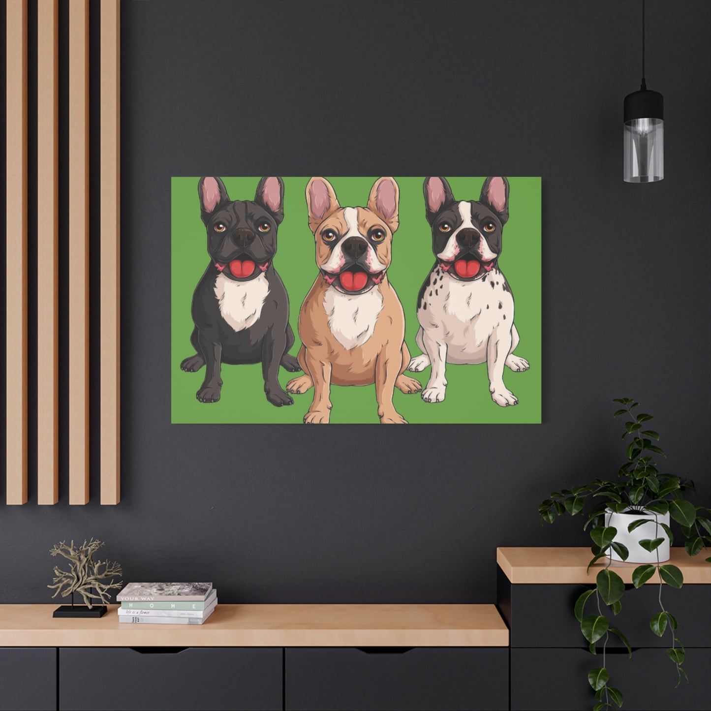 French Bulldog Trio Canvas Wall Art|Eco-Friendly - Limited