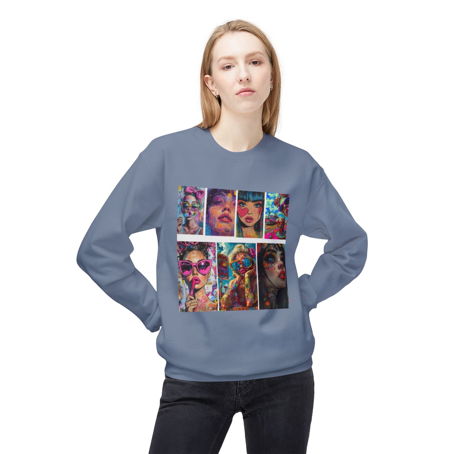 Pop Art Portrait Collage Graphic Sweatshirt