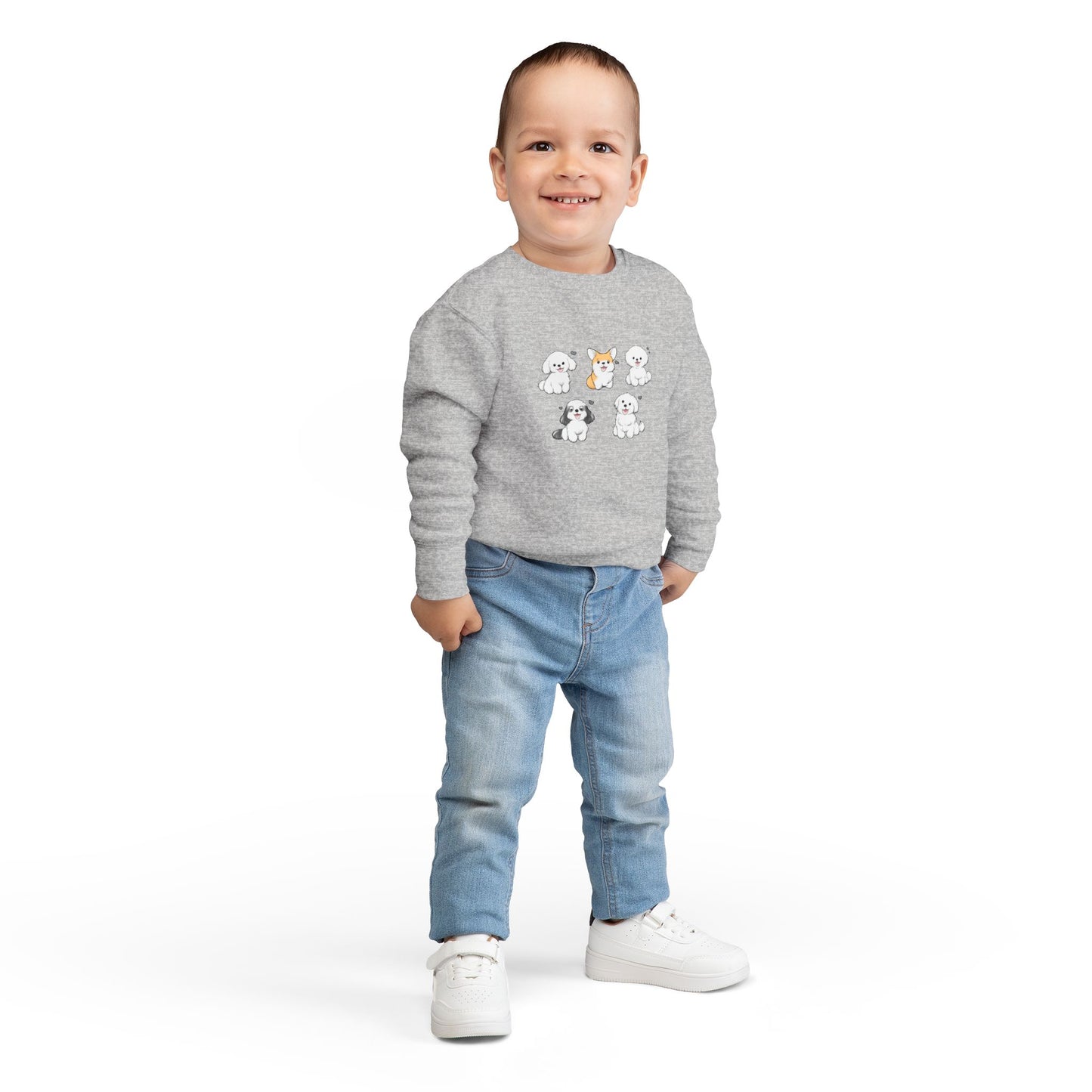 Cute Cartoon Puppies Crewneck for Kids