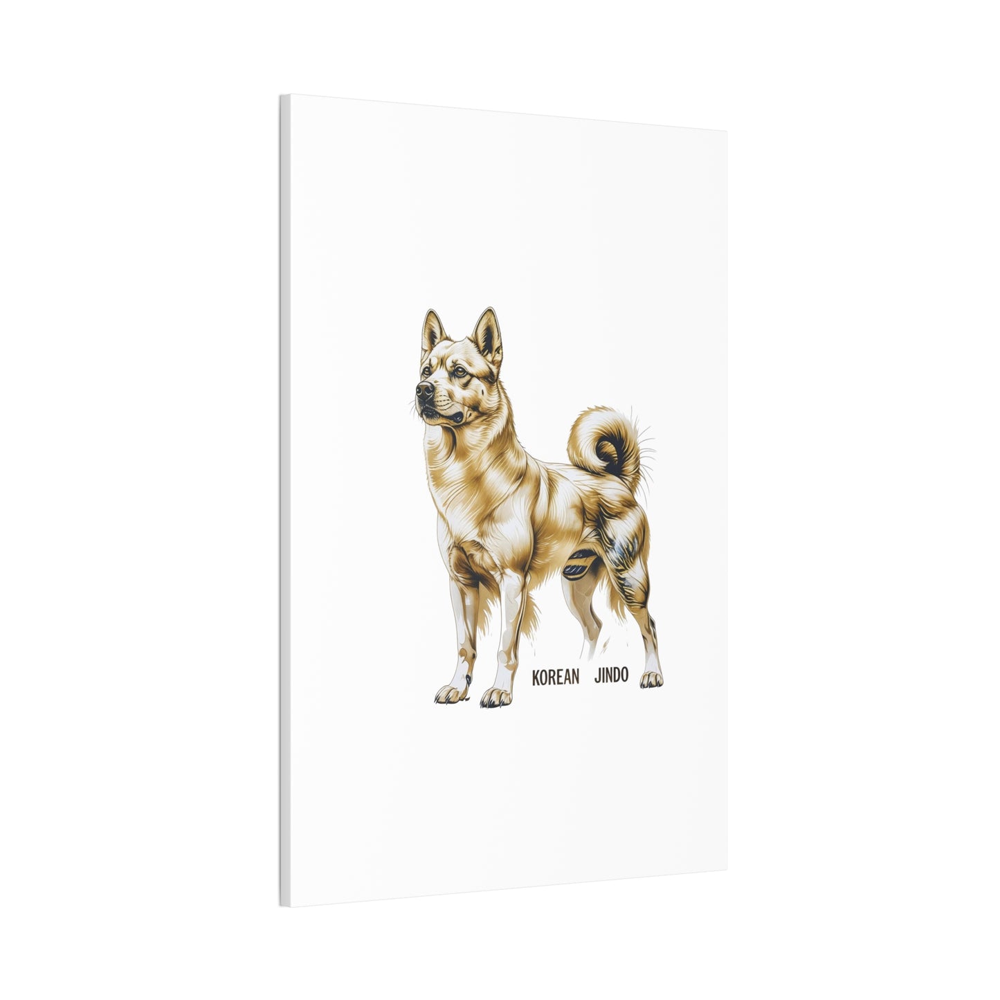 Korean Jindo Dog Illustration Canvas Wall Art | Eco - Limited