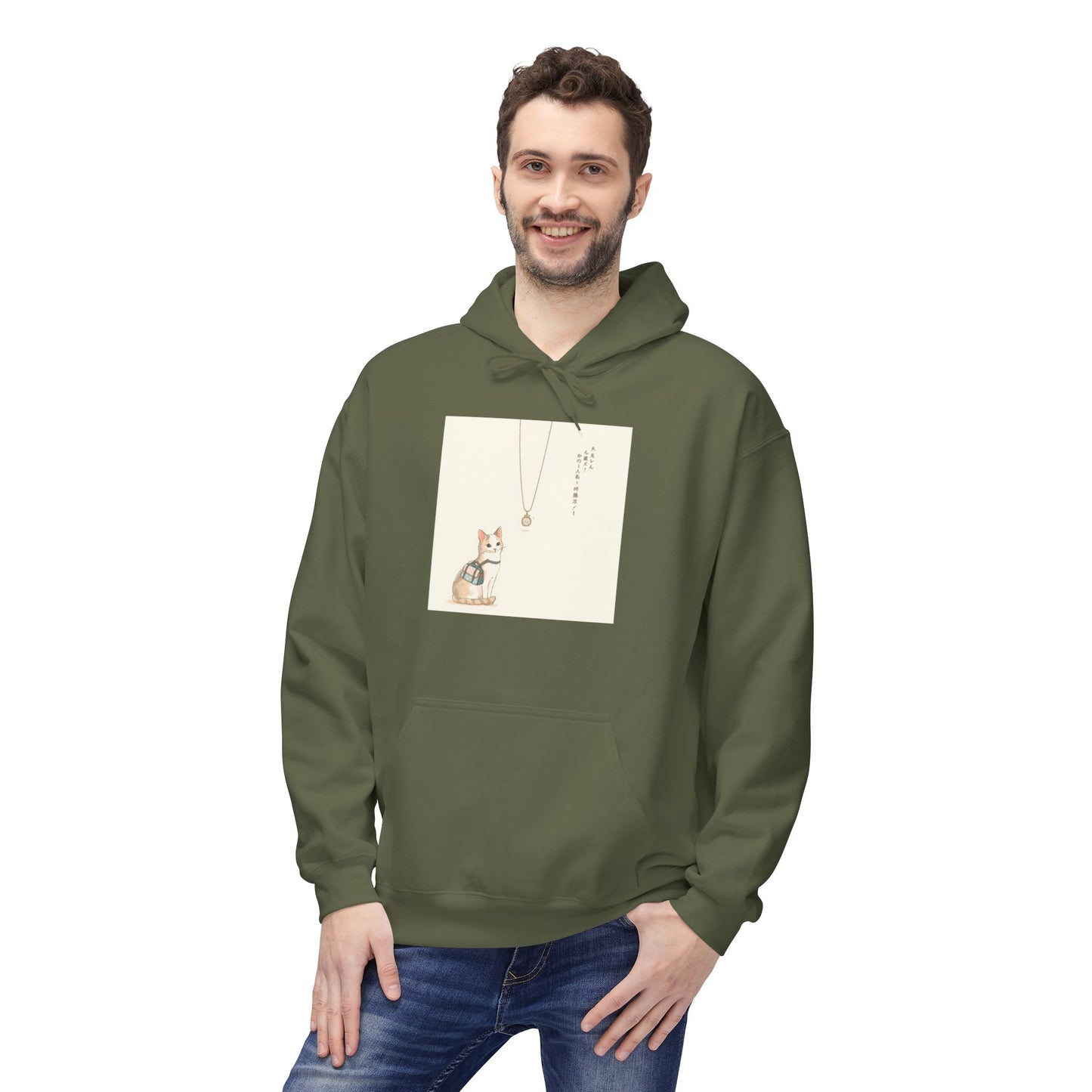 Lucky Cat Clover Illustration Hoodie | Eco-Limited