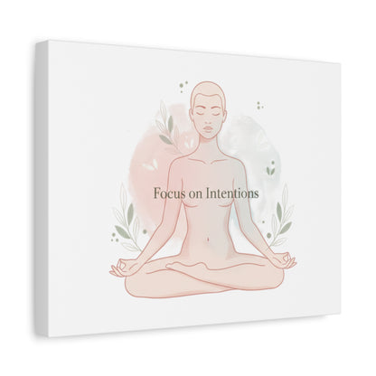 Focus on Intentions Canvas | Gentle Wellness Wall Art, Pastel Gradient Meditation Print
