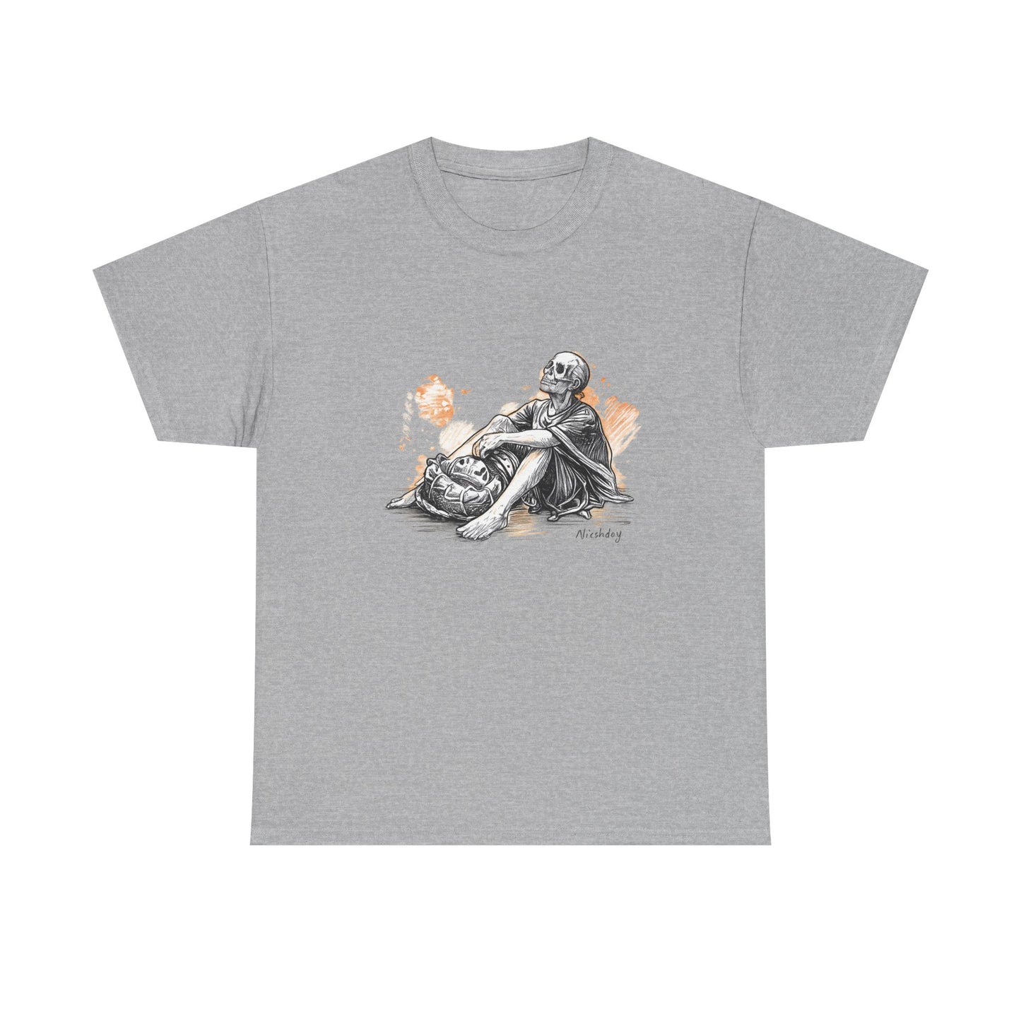 Skeleton Contemplation Sketch T-Shirt | Eco-Limited