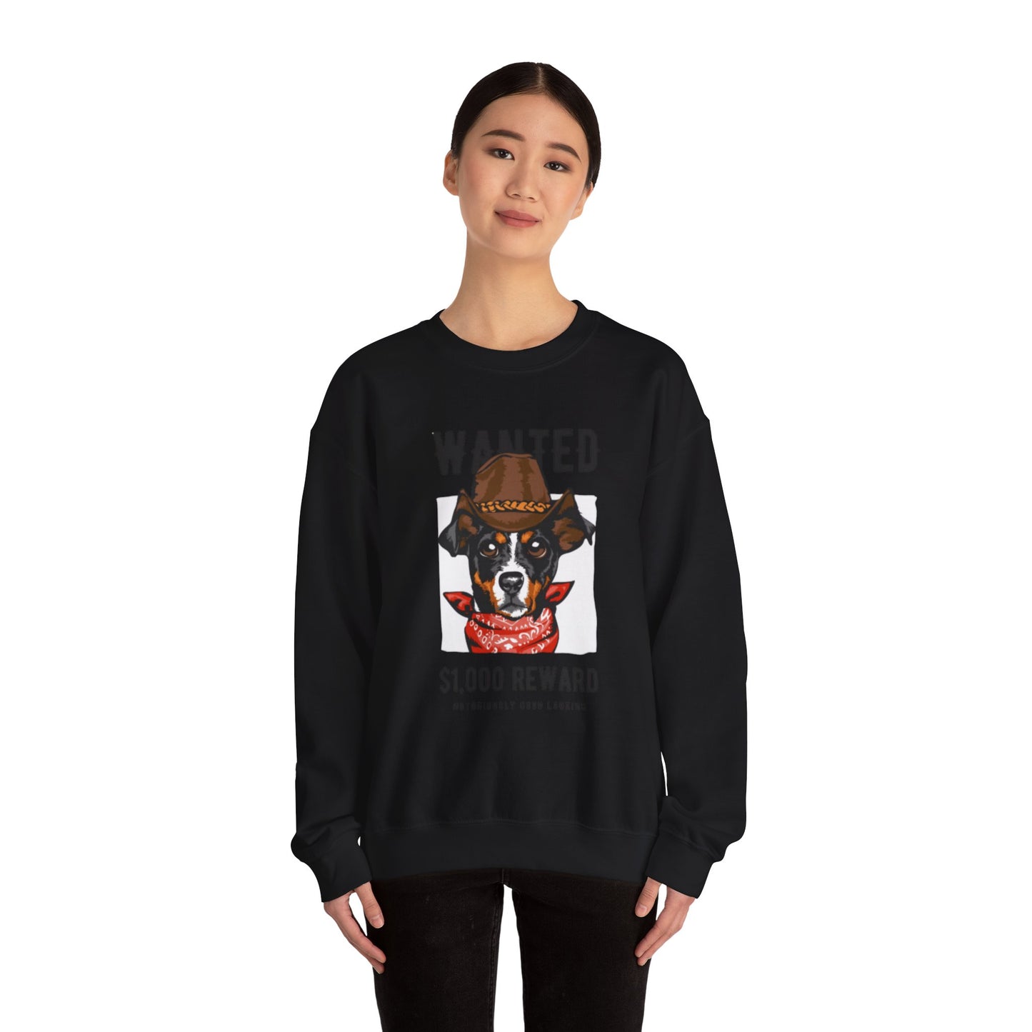 Wanted Cowboy Dog Art Sweatshirt | Eco-Limited
