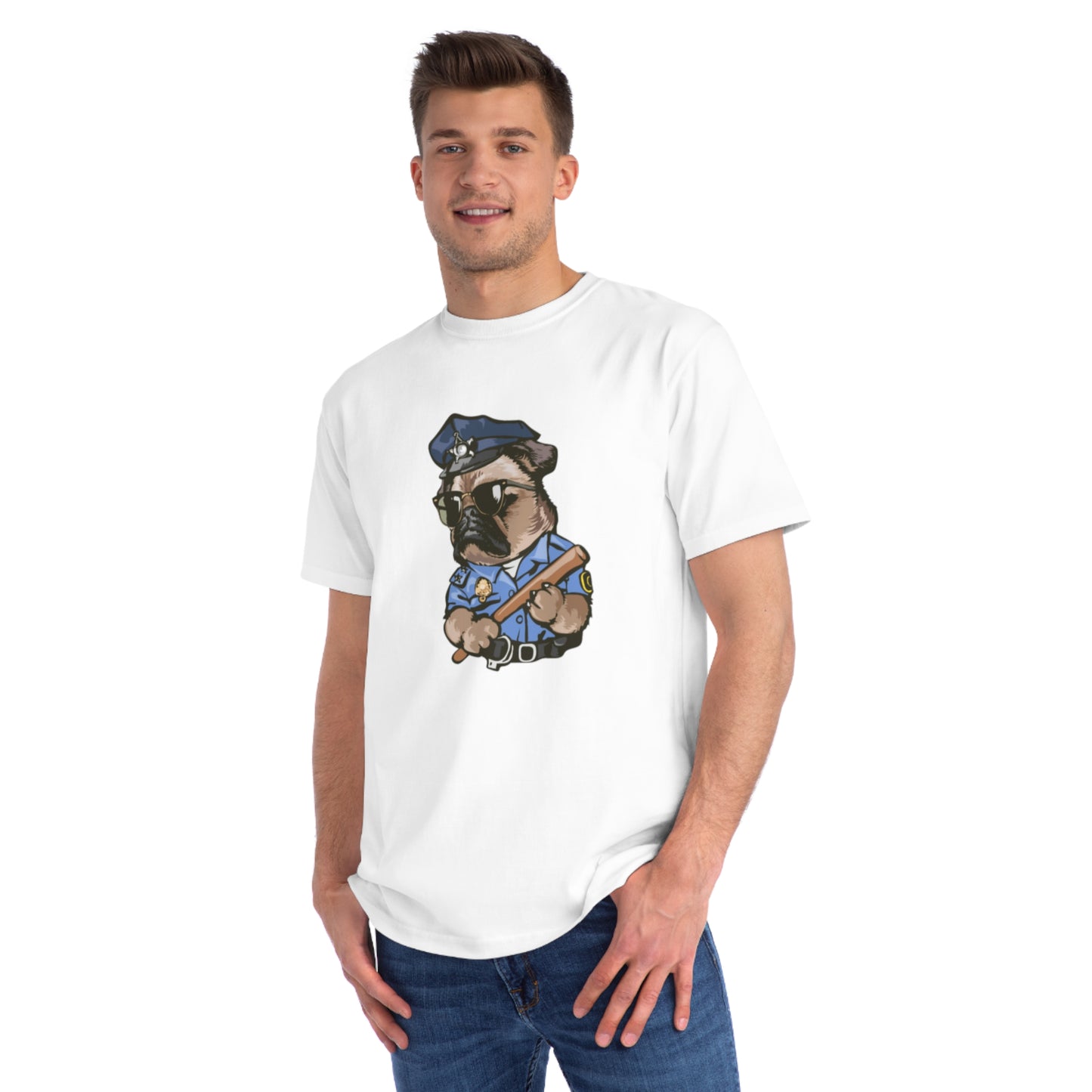 Cute Pug Cop Graphic Organic Tee
