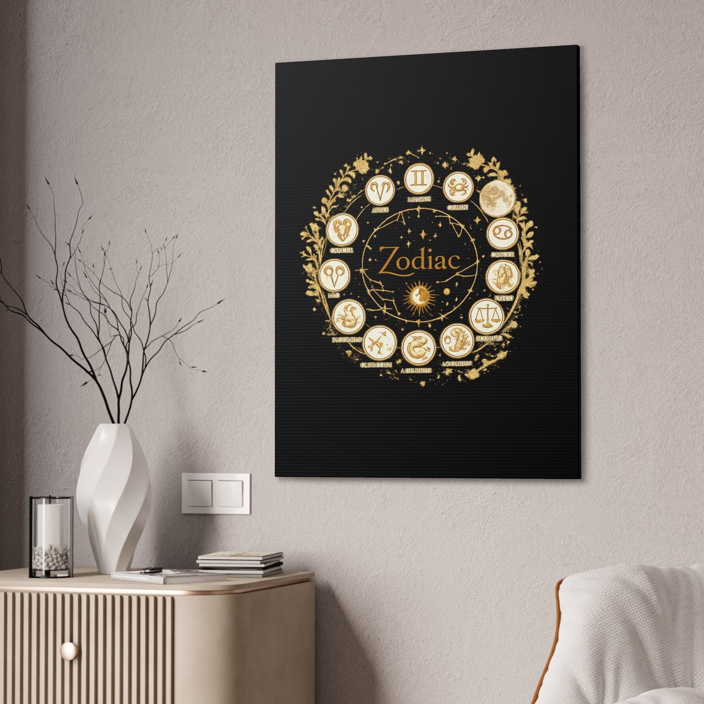 Golden Zodiac Astrology Canvas | Eco-Limited