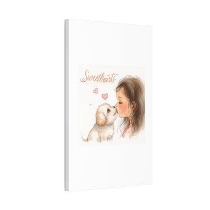 Sweethearts – Child &amp; Puppy Love Canvas | Eco-Limited