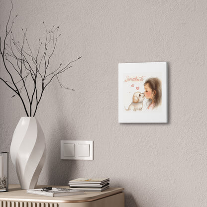 Sweethearts – Child &amp; Puppy Love Canvas | Eco-Limited