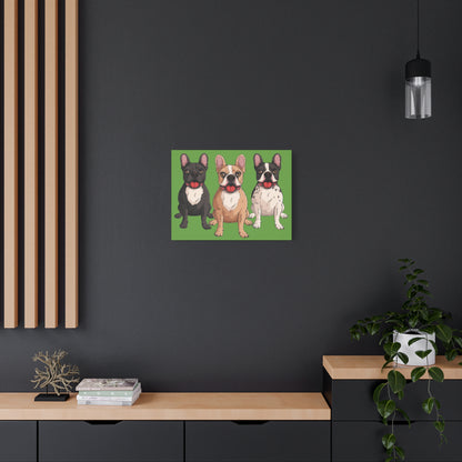 French Bulldog Trio Canvas Wall Art|Eco-Friendly - Limited