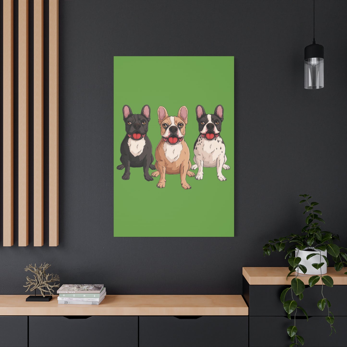 French Bulldog Trio Canvas Wall Art|Eco-Friendly - Limited