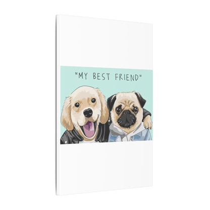 Cute Pug & Puppy Matte Stretched Print