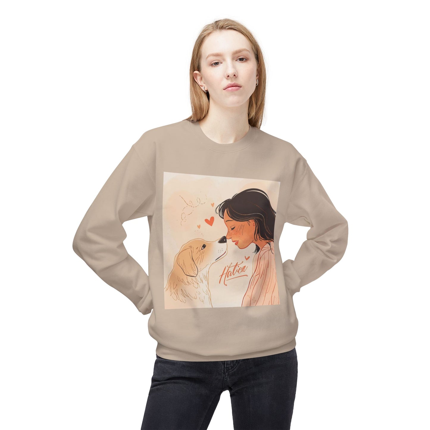Heartfelt Dog Love Illustration Crewneck | Eco-Friendly - Limited
