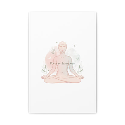 Focus on Intentions Canvas | Gentle Wellness Wall Art, Pastel Gradient Meditation Print