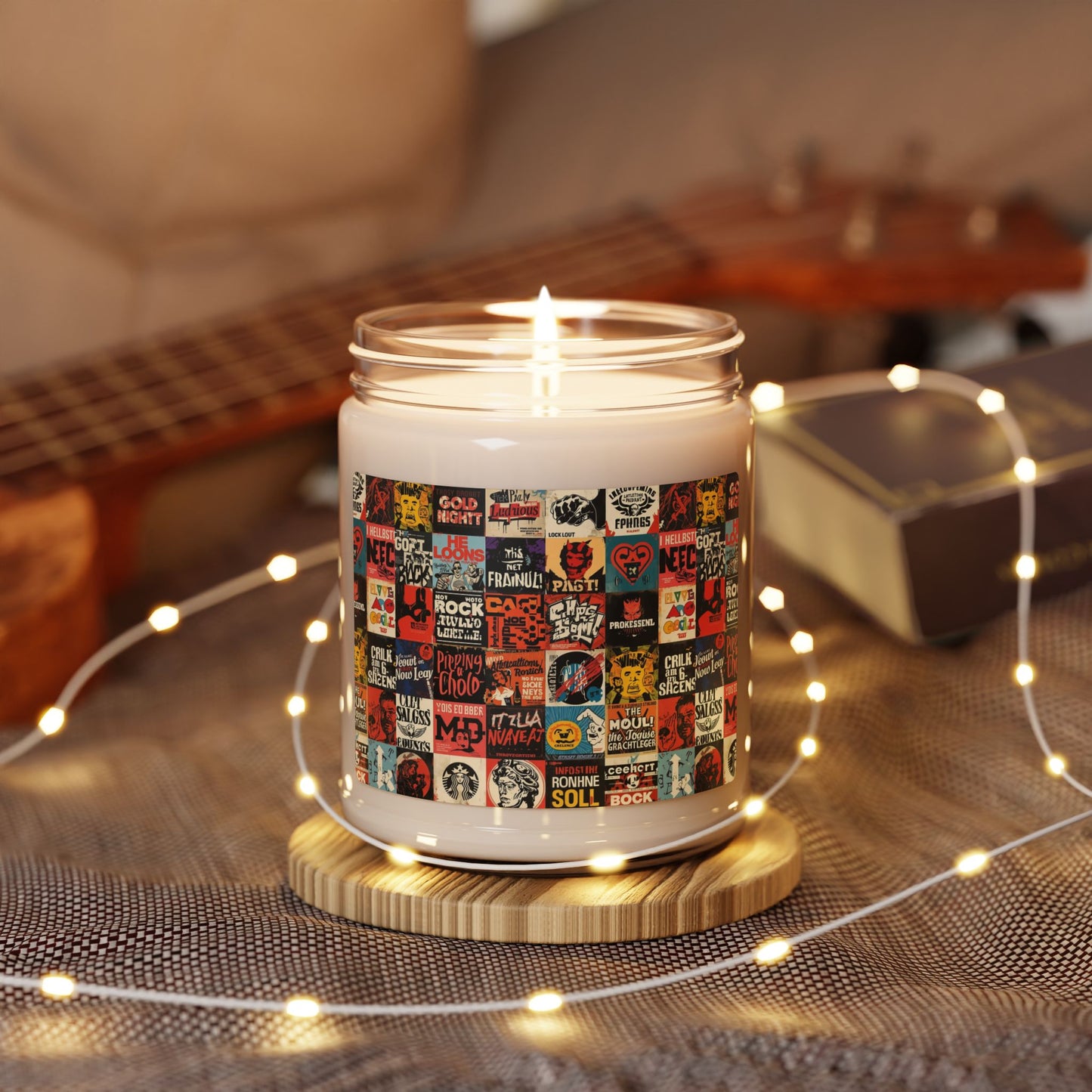 Vintage Band Poster Collage Soy Candle | Eco - organic
