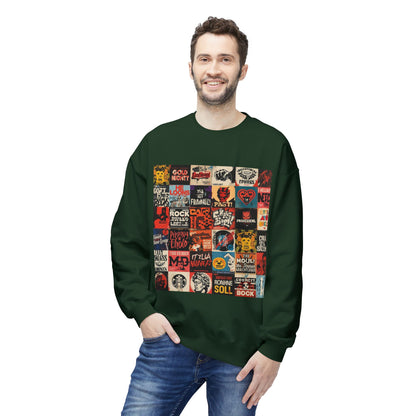 Vintage Rock Poster Collage Sweatshirt | Eco-Limited